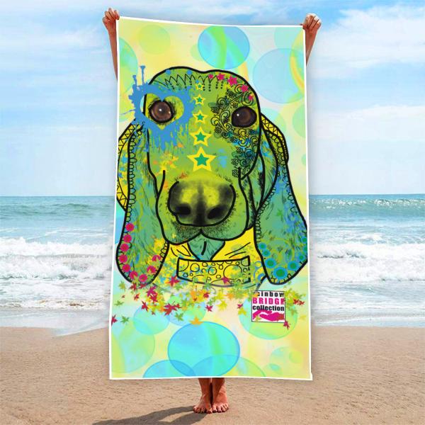Badehandtuch Paolo – Popart-Hundemotiv, 75x165 cm, 100 % Polyester, weich & schnelltrocknend